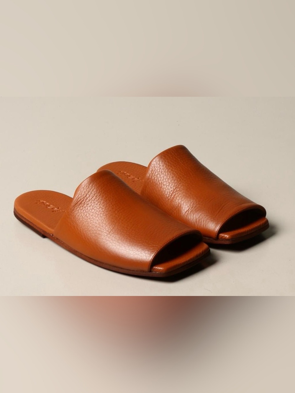 Marsell Spatola Square Toe Slide Sandals Volonata Leather 39 Brick Red Tan $635